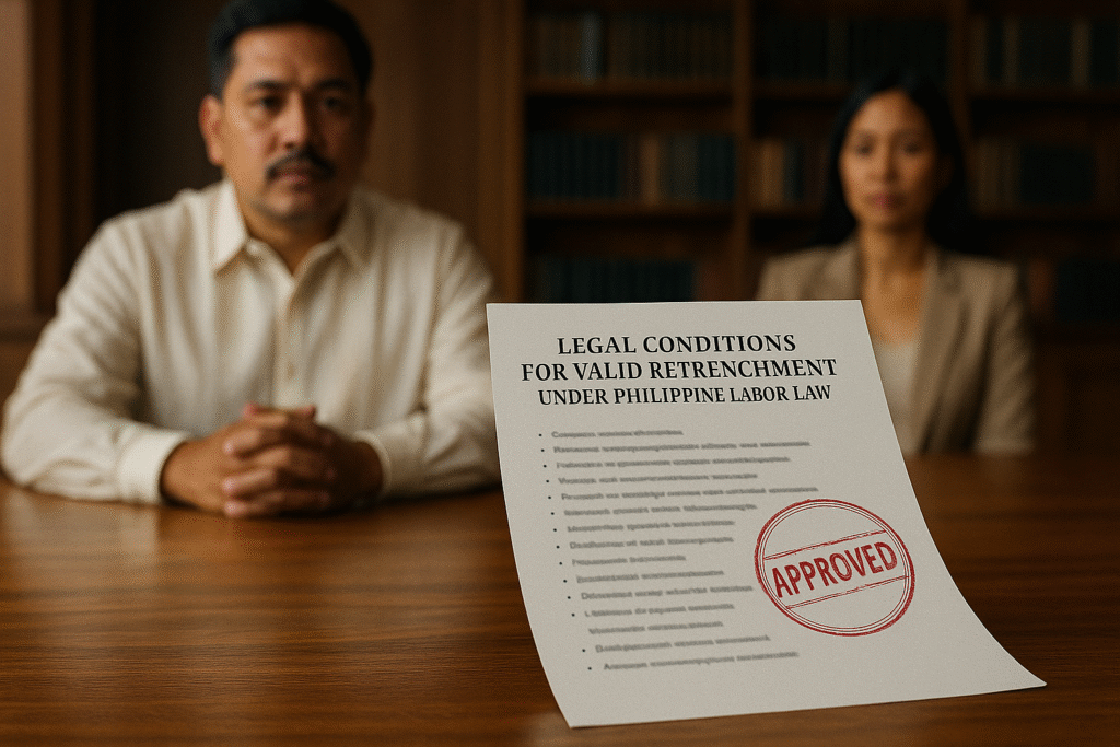 Legal conditions for valid retrenchment under Philippine labor law.