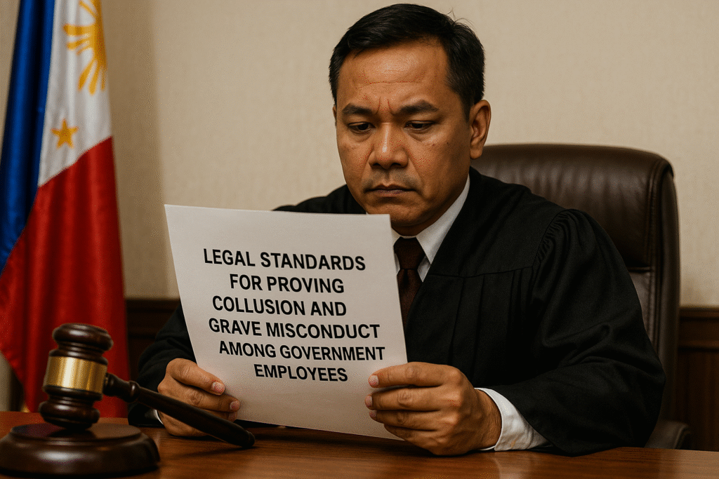 Legal standards for proving Collusion and Grave Misconduct among government employees.