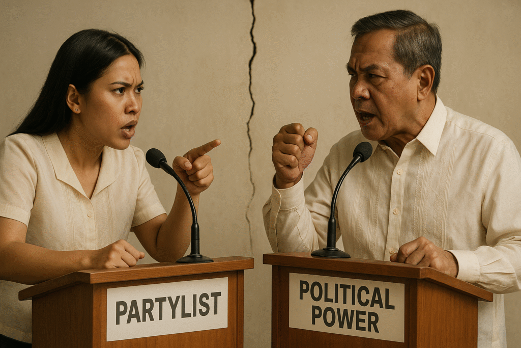 The conflict between the partylist law’s intent and its exploitation for political power.