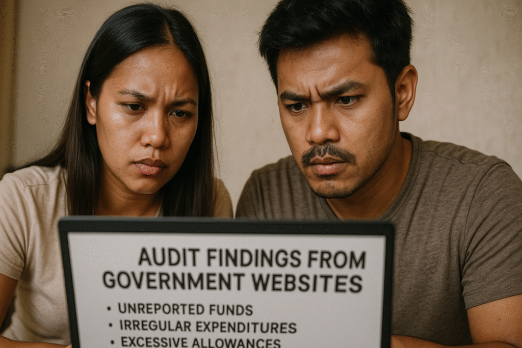 Citizens reading audit findings from government websites.