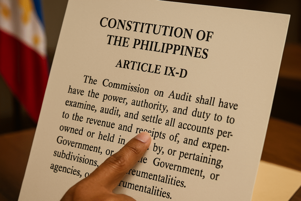 Excerpt of the Constitution highlighting the role of auditors in oversight.
