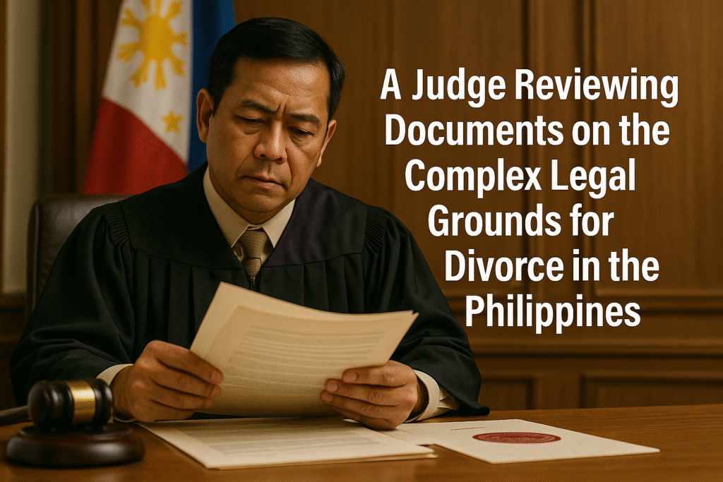A judge reviewing documents on the complex legal grounds for divorce in the Philippines.