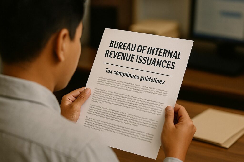 Document showing Bureau of Internal Revenue Issuances for tax compliance.