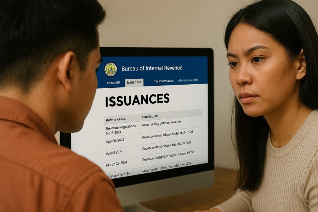 Official Bureau of Internal Revenue Issuances published on the BIR website.
